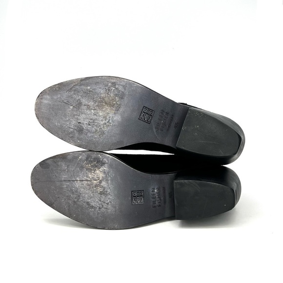 Eileen Fisher Rove Ankle Boots Black Suede Size 8.5 Block-Heel Zip Booties EUC - Picture 7 of 13